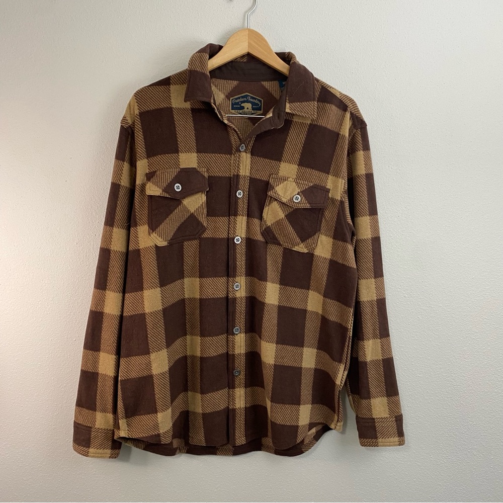 Freedom Foundry Brown Button Down Fleece Long Sleeve Mens Medium‎